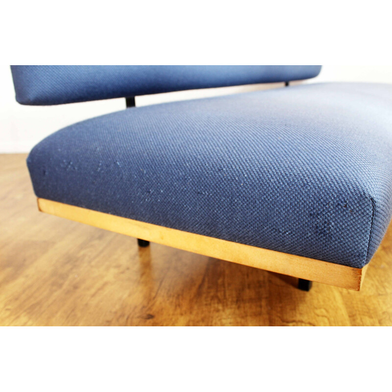 Divano letto scandinavo vintage in tessuto blu, 1970