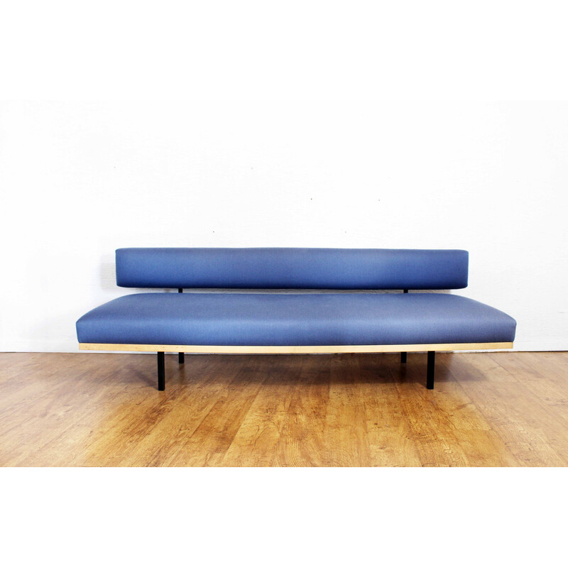Sofá-cama escandinavo em tecido azul, 1970