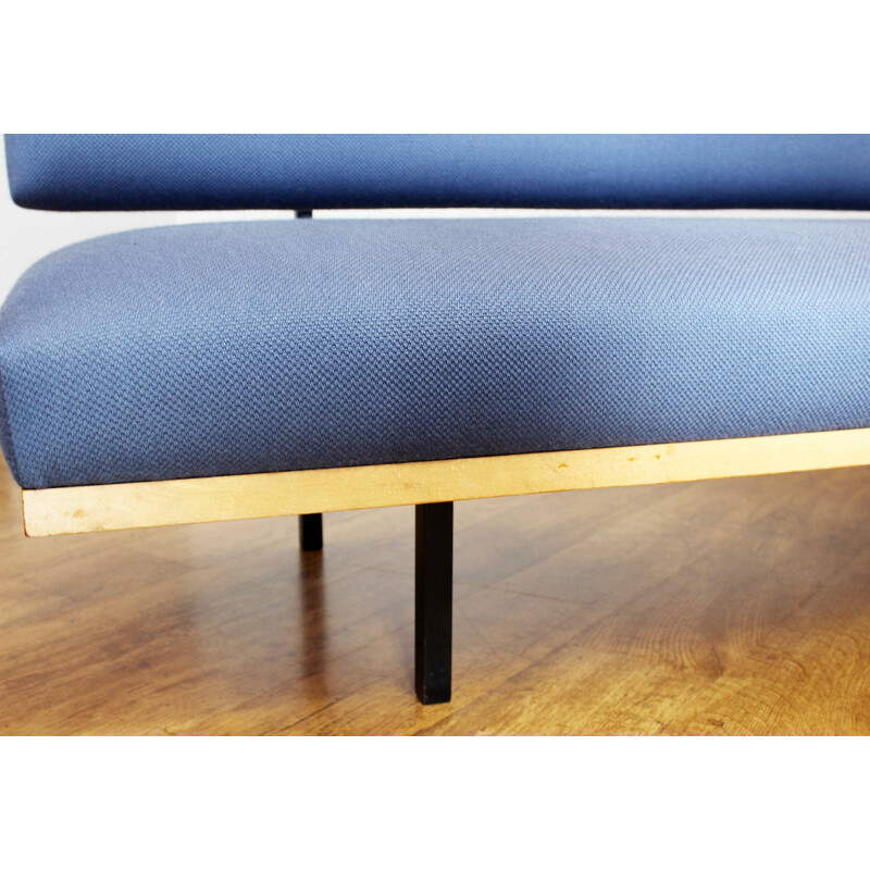 Scandinavian vintage sofa bed in blue fabric, 1970s