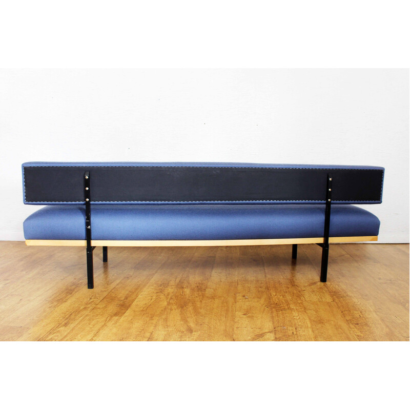 Scandinavian vintage sofa bed in blue fabric, 1970s