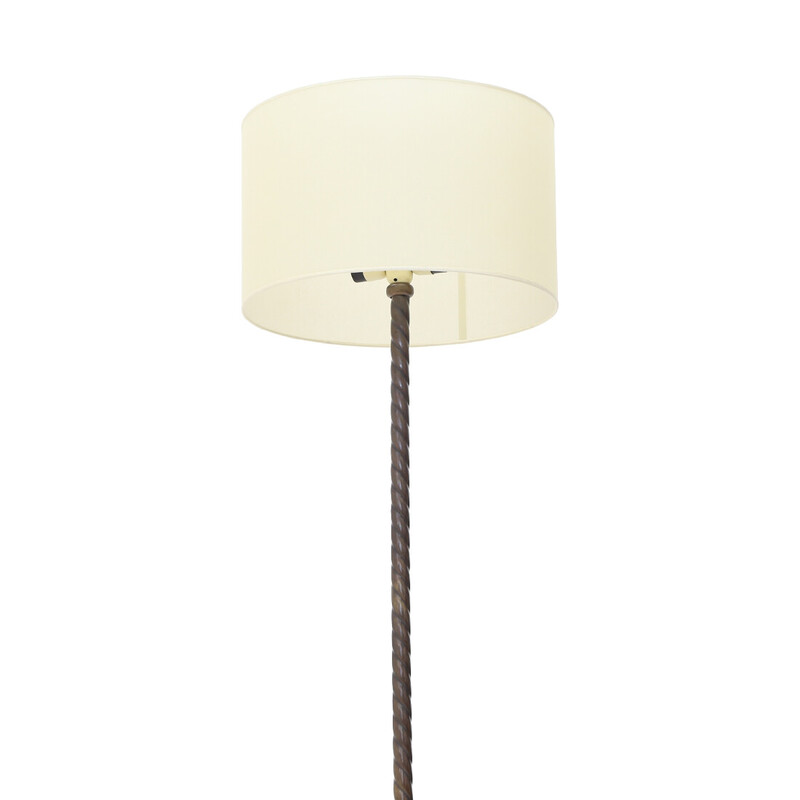 Vintage floor lamp in brass and parchment lampshade, Italy 1950s