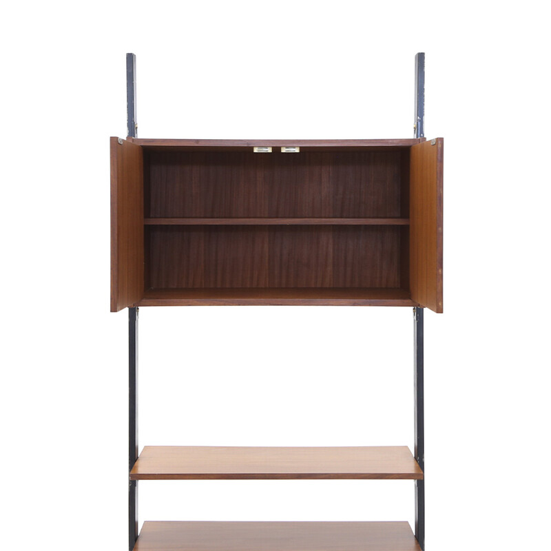 Vintage bookcase with 3 shelves and container, Italy 1950s