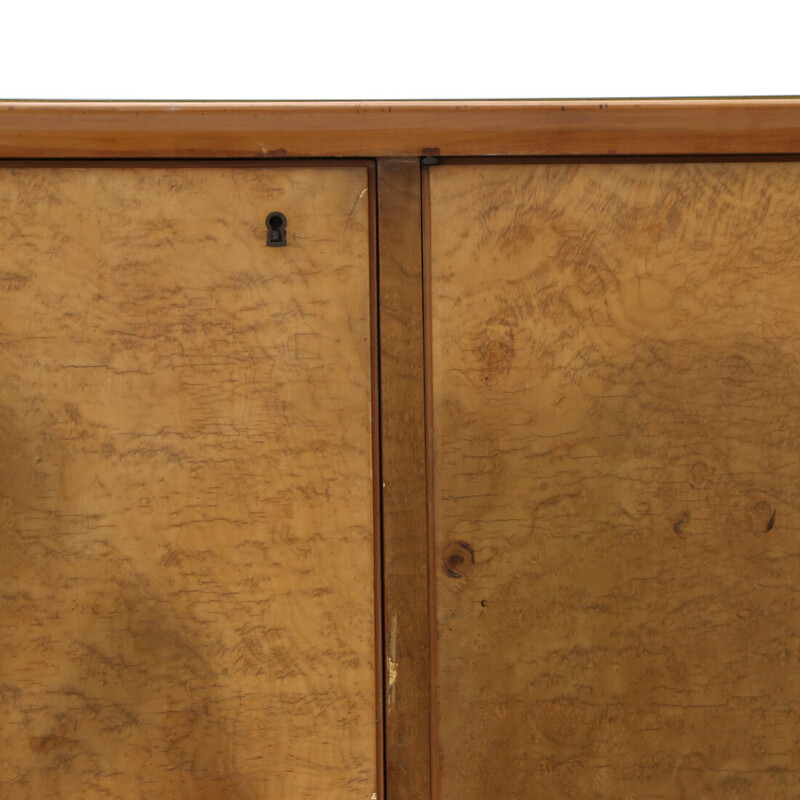 Vintage Briar sideboard with glass top, Italy 1930s