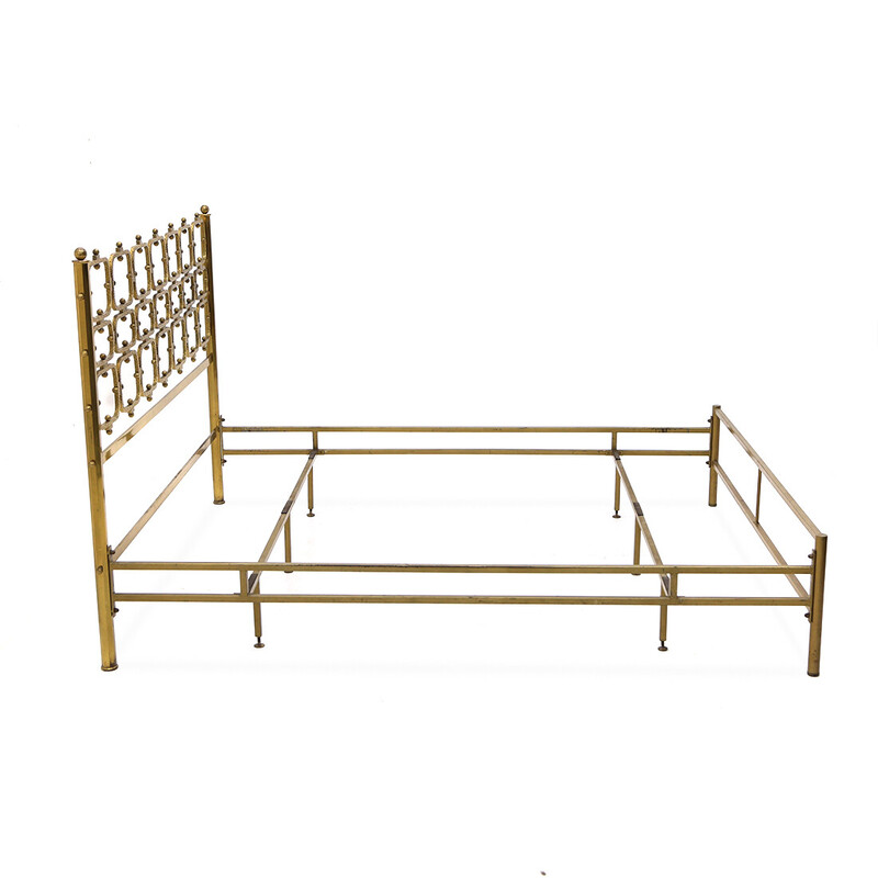 Vintage brass double bed by Luciano Frigerio, Italy 1970s