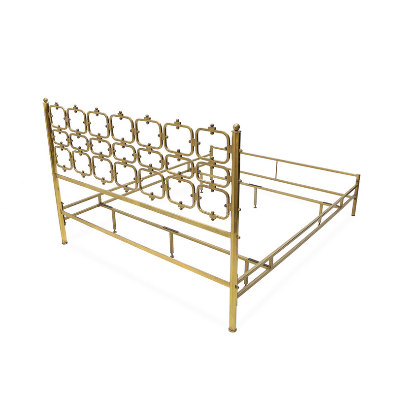 Vintage brass double bed by Luciano Frigerio, Italy 1970s