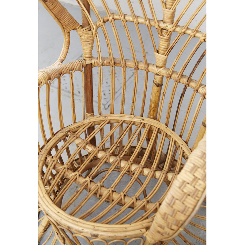 Vintage "Conte Biancamano" armchair in rattan by Gio Ponti and Lio Carminati for Vittoro Bonacina