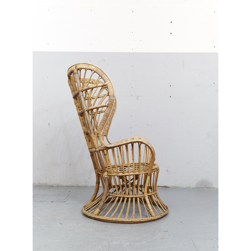 Vintage "Conte Biancamano" armchair in rattan by Gio Ponti and Lio Carminati for Vittoro Bonacina