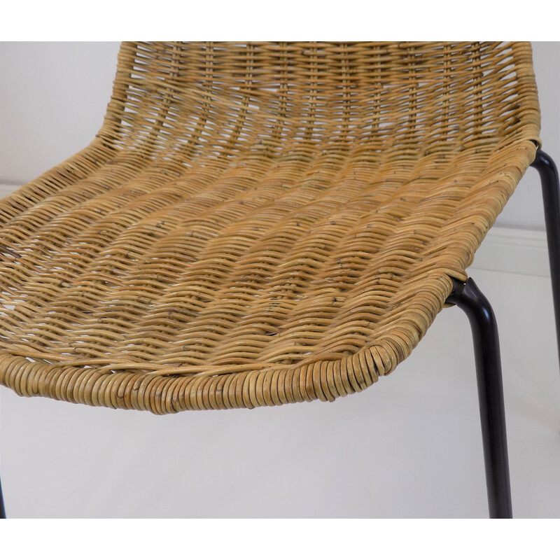 Pair of vintage basket rattan chairs by Gian Franco Legler