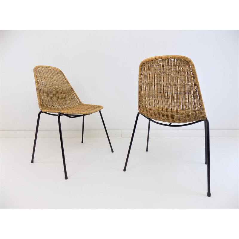 Pareja de sillas de ratán vintage de Gian Franco Legler