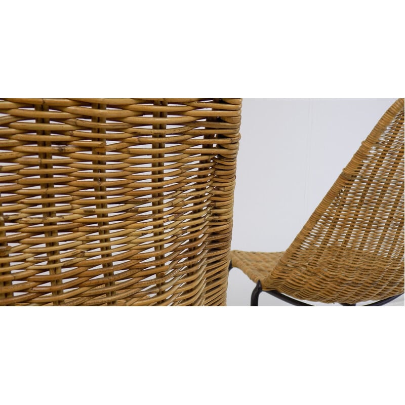 Pair of vintage basket rattan chairs by Gian Franco Legler