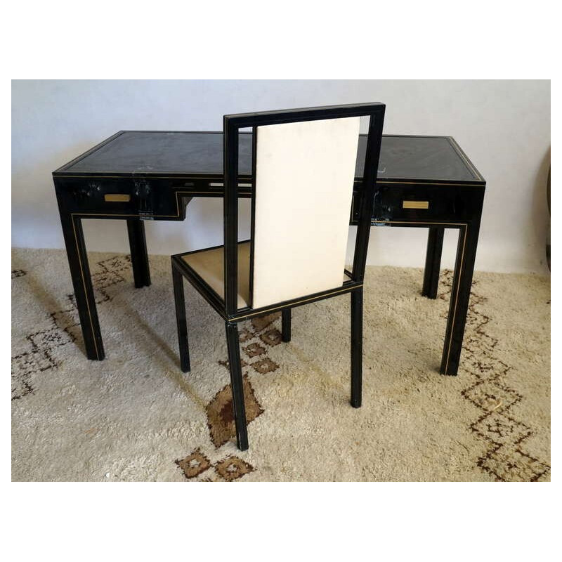Metal and glass desk with chair by Pierre Vandel - 1970s 