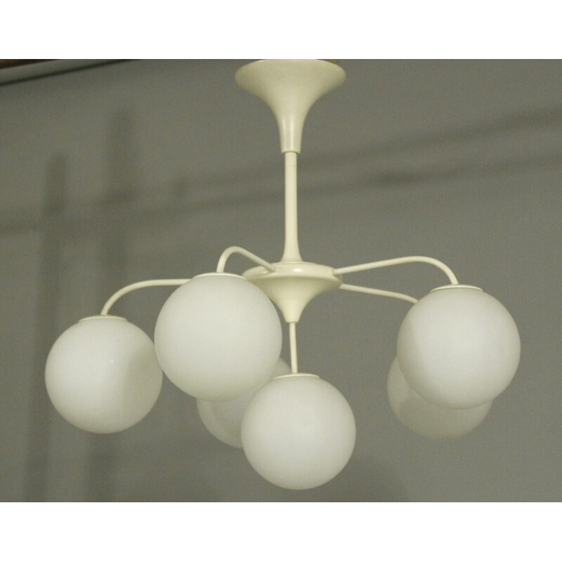 Vintage chandelier by Eva Renee Nele and Max Bill for Temde, Switzerland 1960s