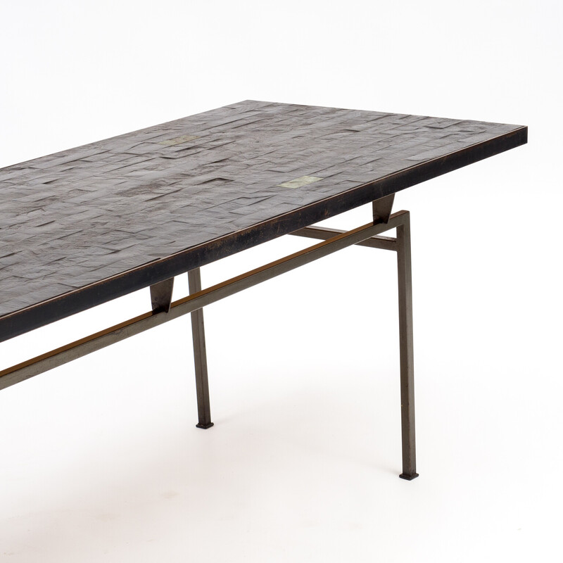 Vintage coffee table in slate top, 1960s