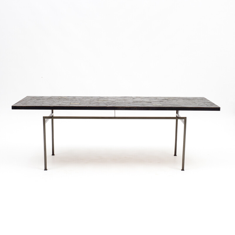 Vintage coffee table in slate top, 1960s