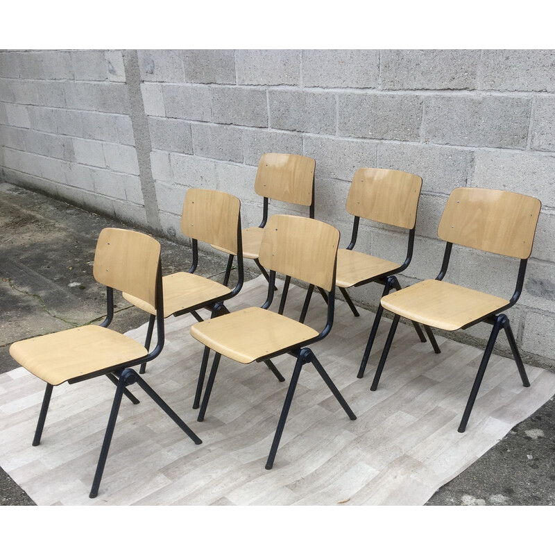 Set van 6 vintage Nederlandse stoelen Galvanitas