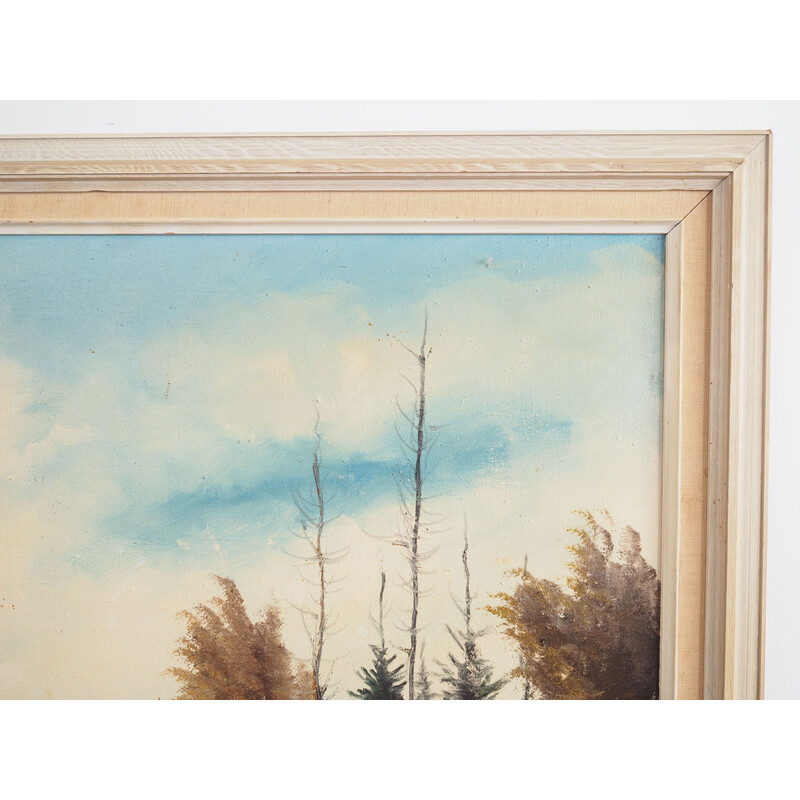Vintage-Gemälde "Der Herbstteich", 1970er Jahre