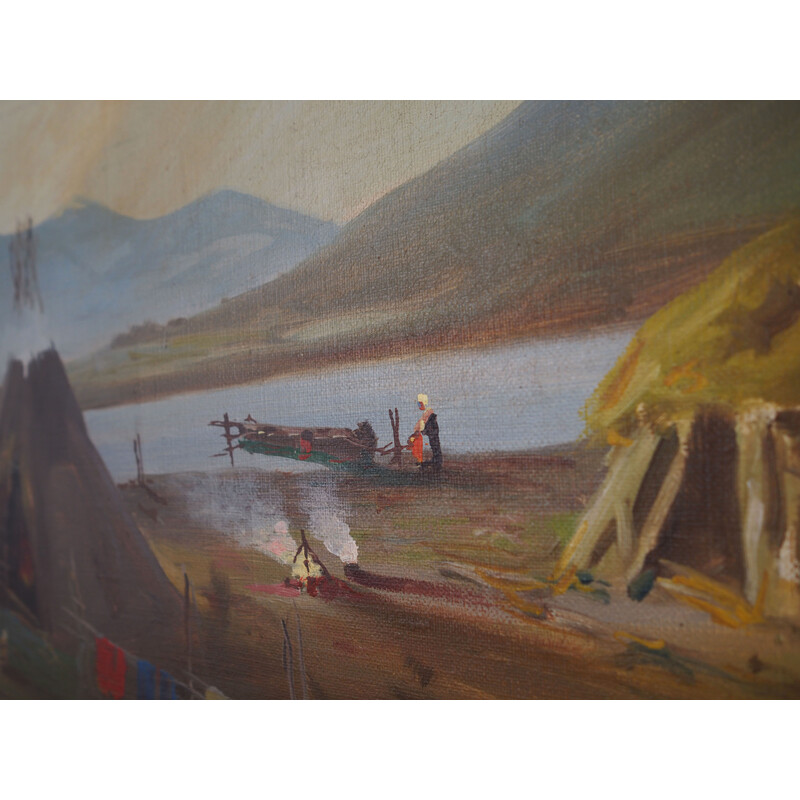 Pintura Vintage "The Riverside Camp" de Vilhelm Oskar Engström