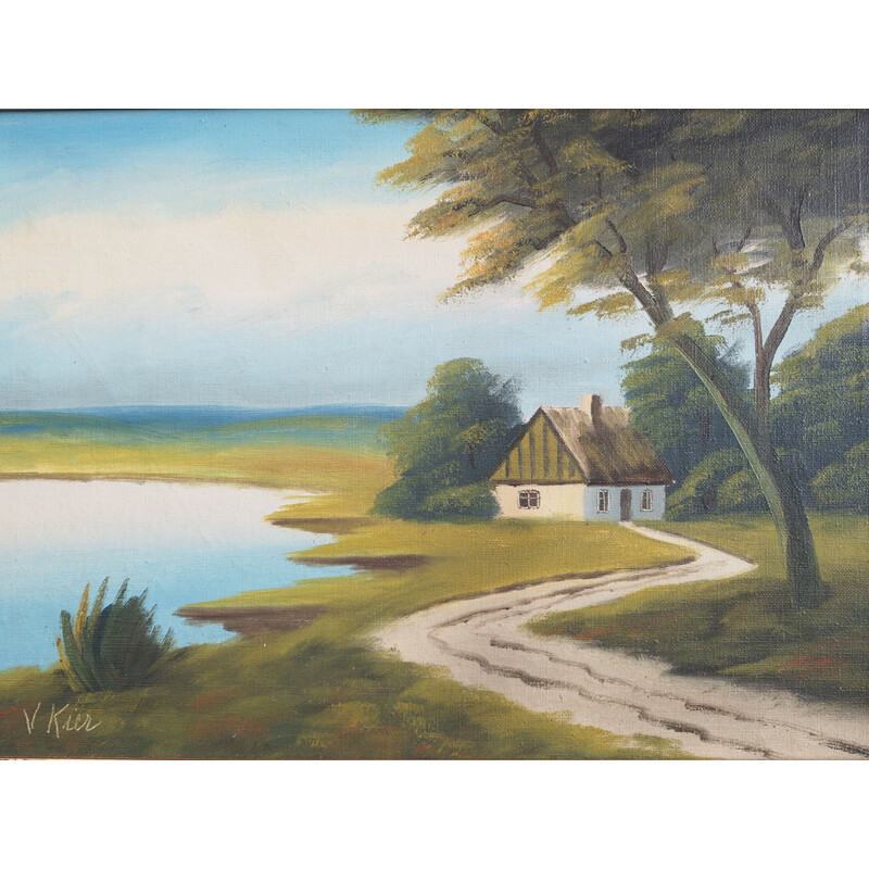 Vintage schilderij "De weg naar huis" door V. Kier, jaren 1970