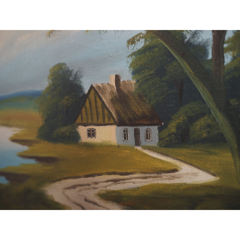 Vintage schilderij "De weg naar huis" door V. Kier, jaren 1970