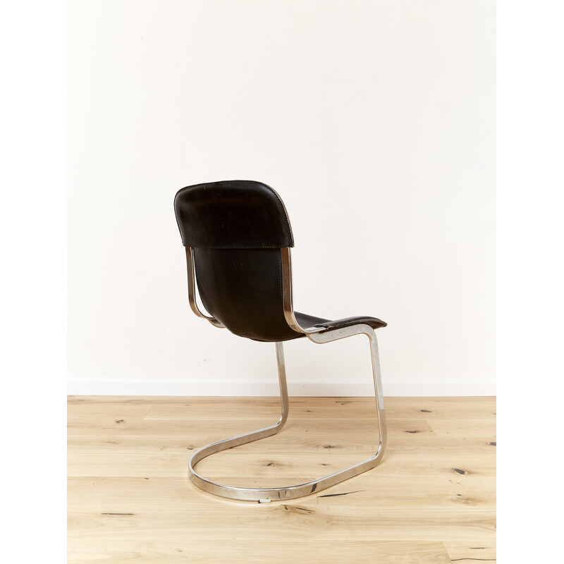 Par de cadeiras de aço e couro vintage por Cidue, 1960