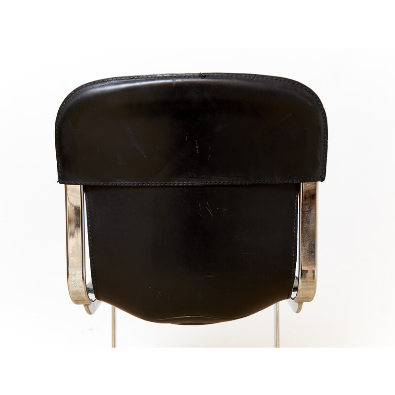 Coppia di sedie vintage in acciaio e pelle di Cidue, 1960