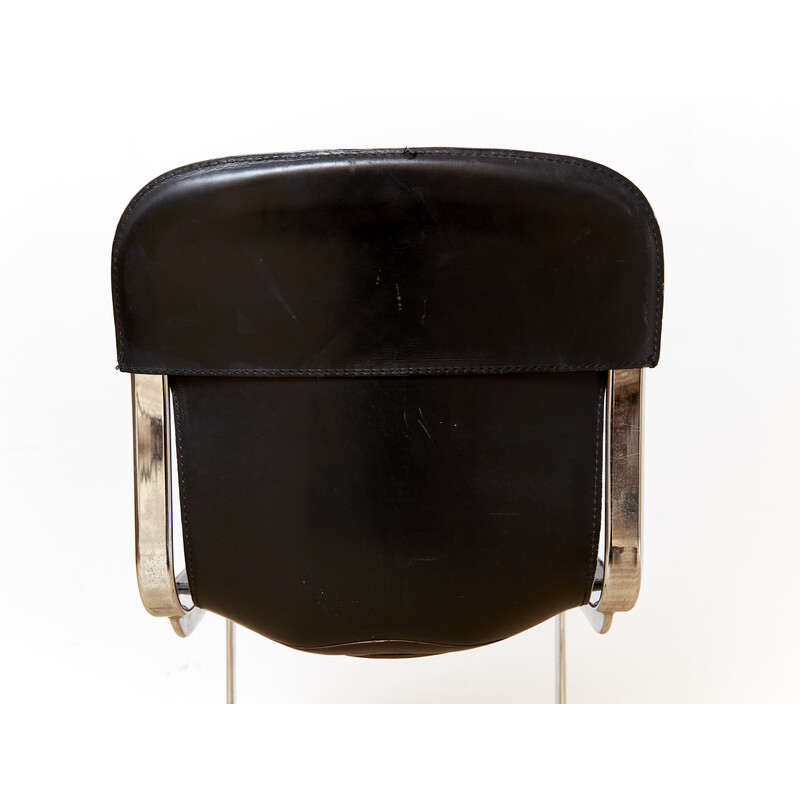 Pair of vintage steel and leather chairs by Cidue, 1960