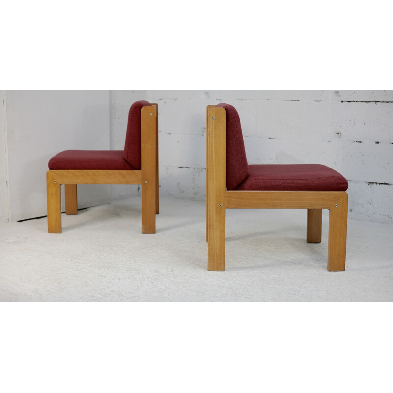 Paar vintage "frambozen" fauteuils van André Sornay, Frankrijk 1960