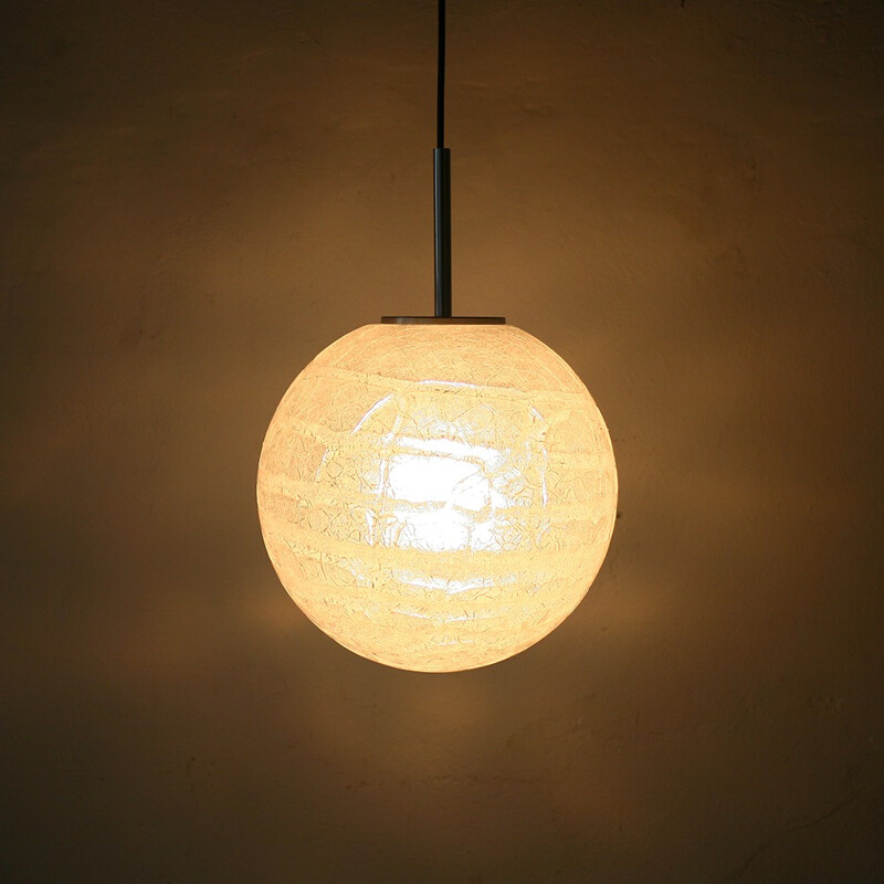 Hanging lamp with structured glass - 1970s 