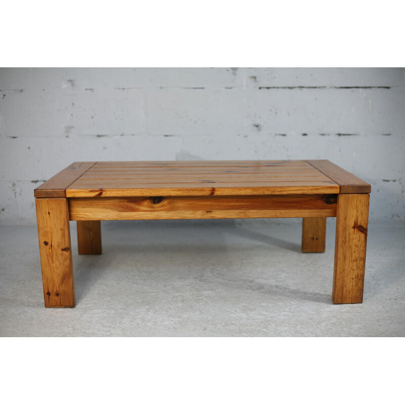 Vintage pine coffee table, France 1970