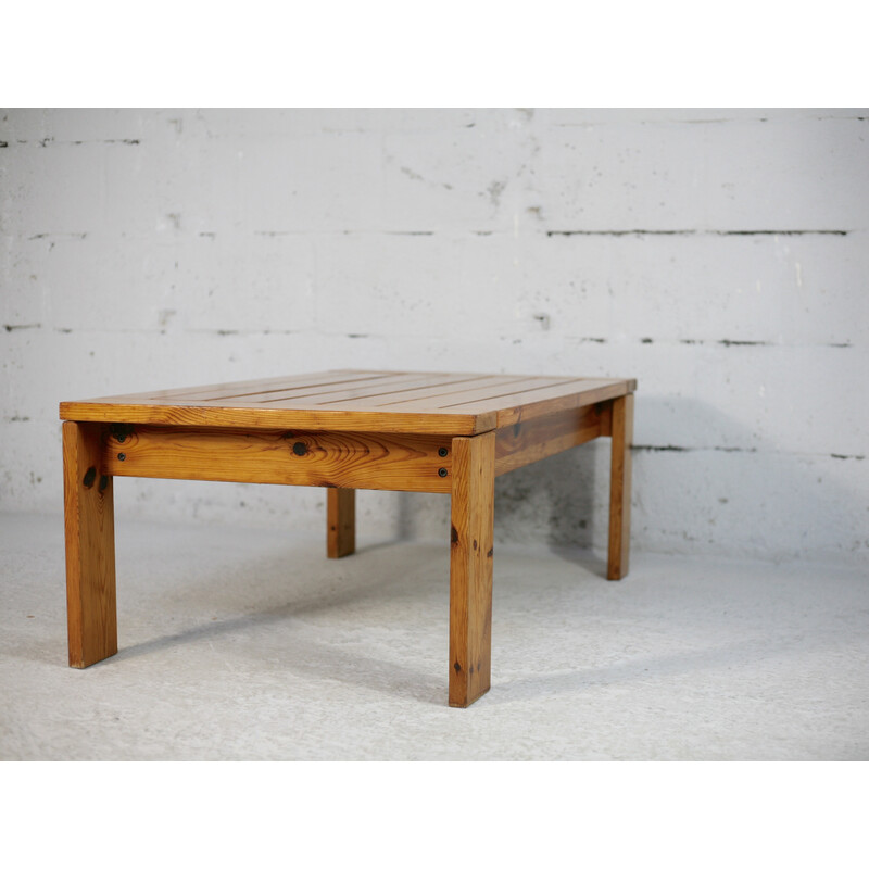 Vintage pine coffee table, France 1970