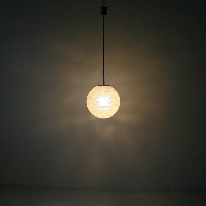 Hanging lamp with structured glass - 1970s 