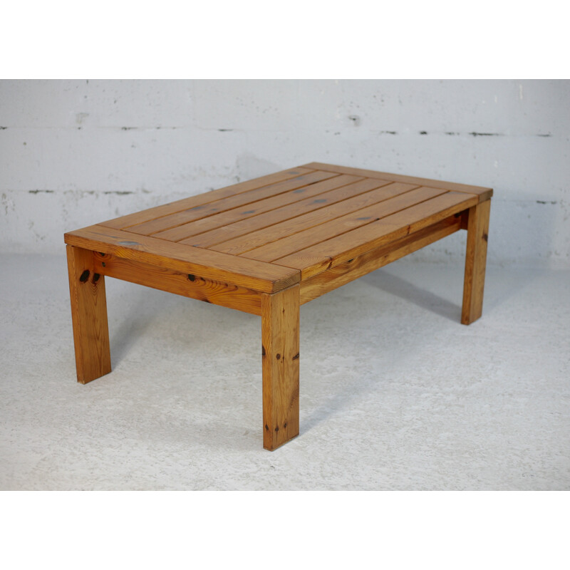 Vintage pine coffee table, France 1970