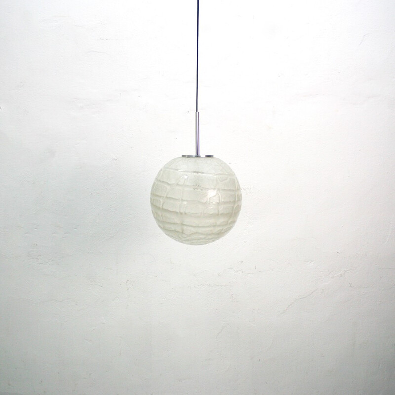 Hanging lamp with structured glass - 1970s 