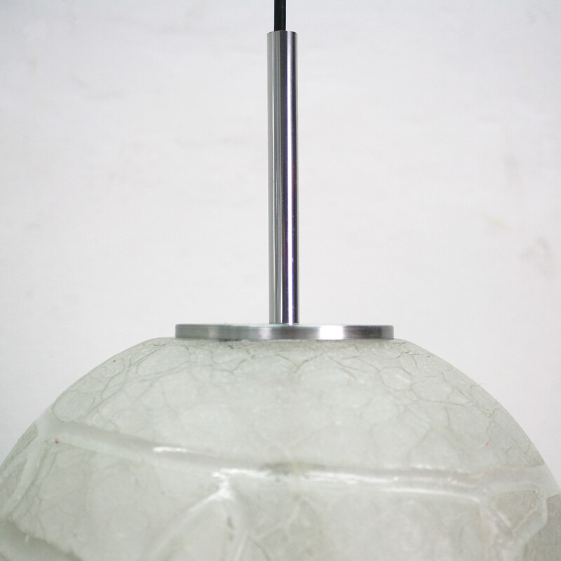 Hanging lamp with structured glass - 1970s 