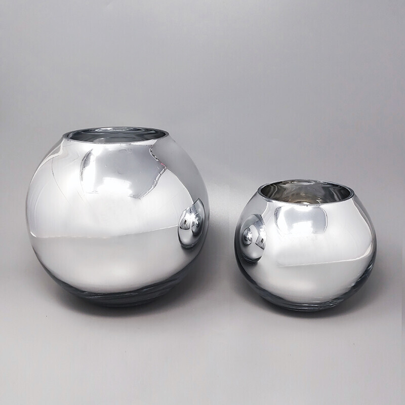 Pair of vintage mirrored glass vases by Emilio Pucci, Italy 1970s