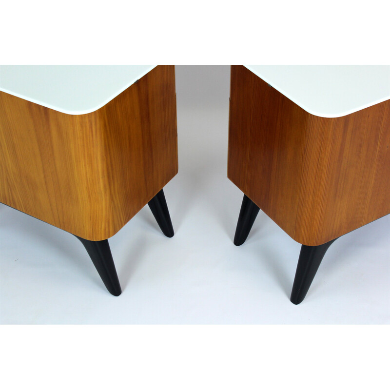 Pair of vintage night stand by Jindrich Halabala for Up Zavody, Czechoslovakia 1950s