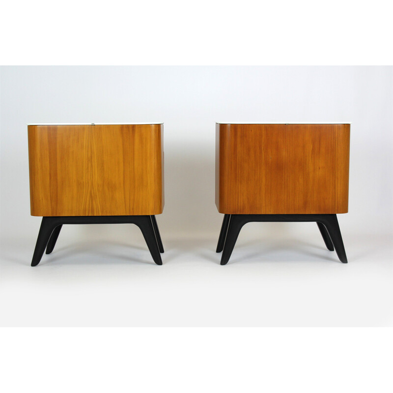 Pair of vintage night stand by Jindrich Halabala for Up Zavody, Czechoslovakia 1950s