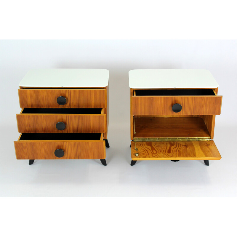 Pair of vintage night stand by Jindrich Halabala for Up Zavody, Czechoslovakia 1950s