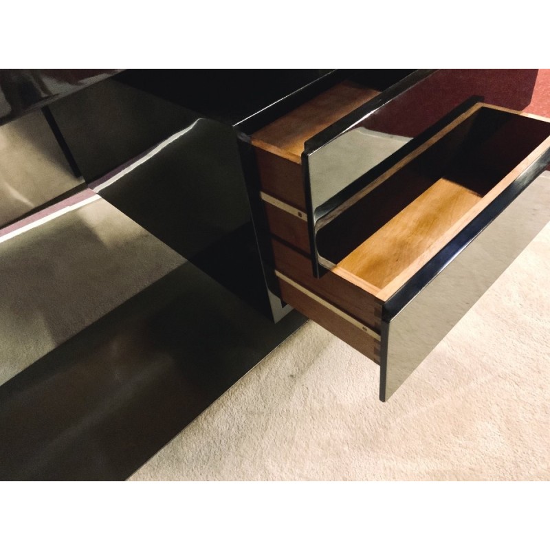 Vintage lacquer and steel desk, 1970s