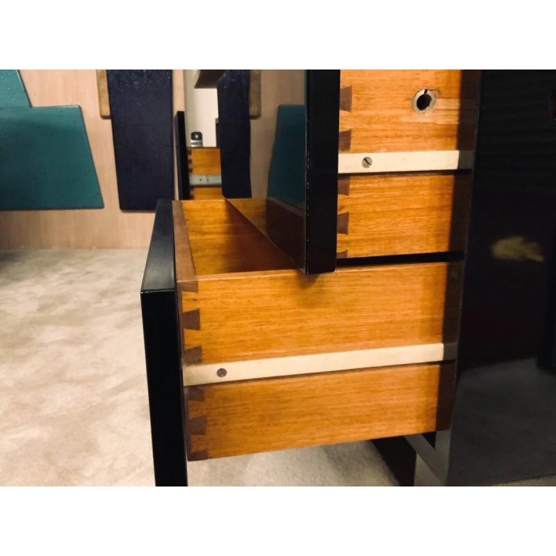 Vintage lacquer and steel desk, 1970s