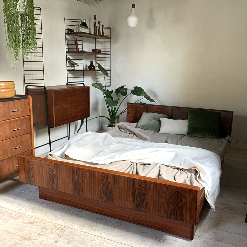 Scandinavisch vintage rozenhouten bed van Rio voor Sannemanns Mobelfabrik