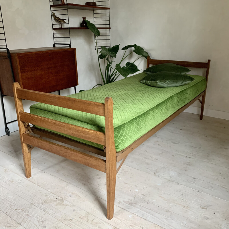 Cama de día de roble vintage, 1960