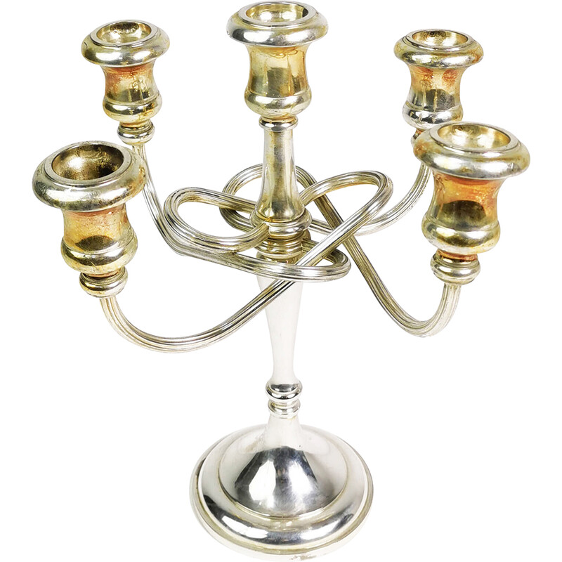 Vintage silver plated table candlestick, Italy 1960s