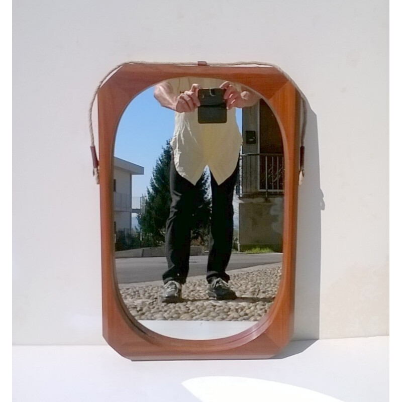 Italian teak wood mirror - 1950s