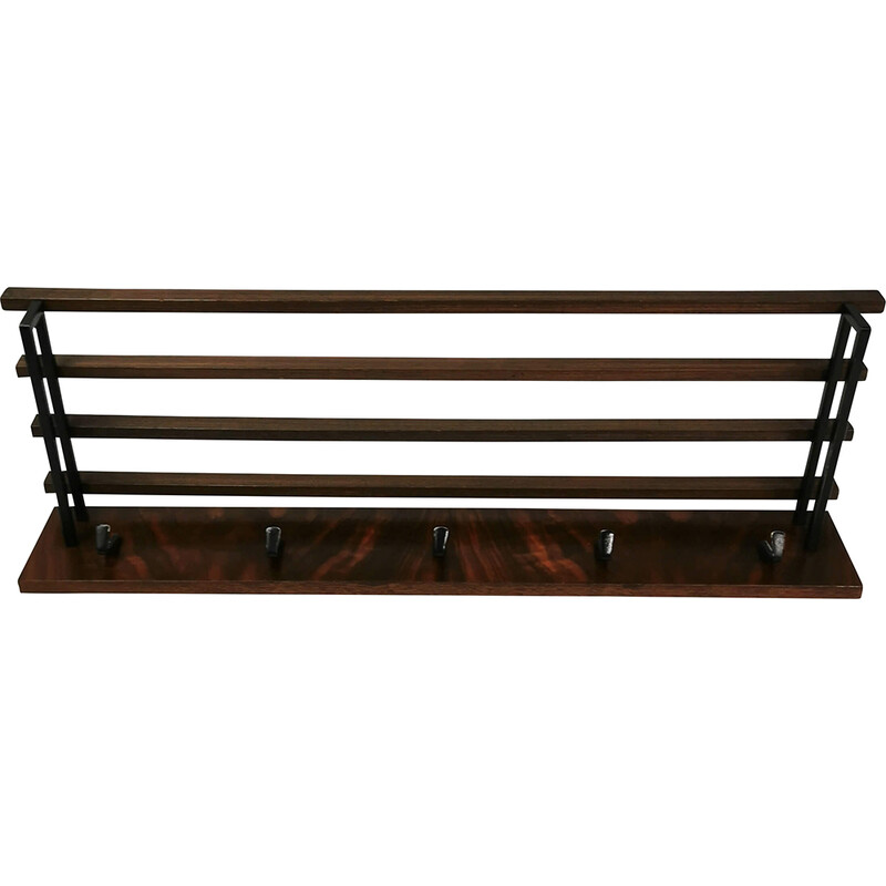 Vintage walnut wall coat rack, Germany 1960s