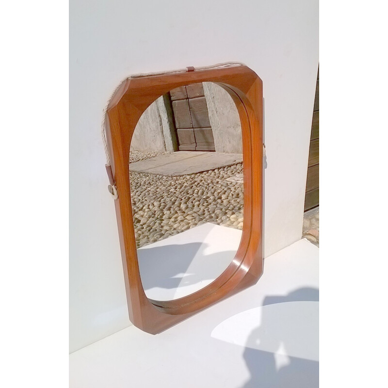 Italian teak wood mirror - 1950s