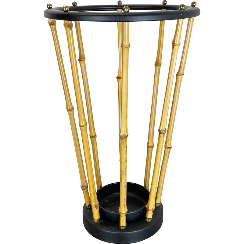 Mid century metal and bamboo umbrella stand, Germany 1950s