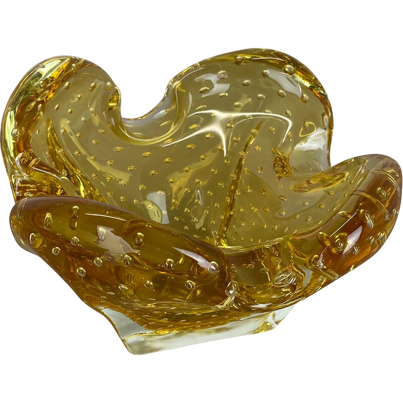 Vintage Murano glass "Honey Bubble" ashtray, Italy 1970s