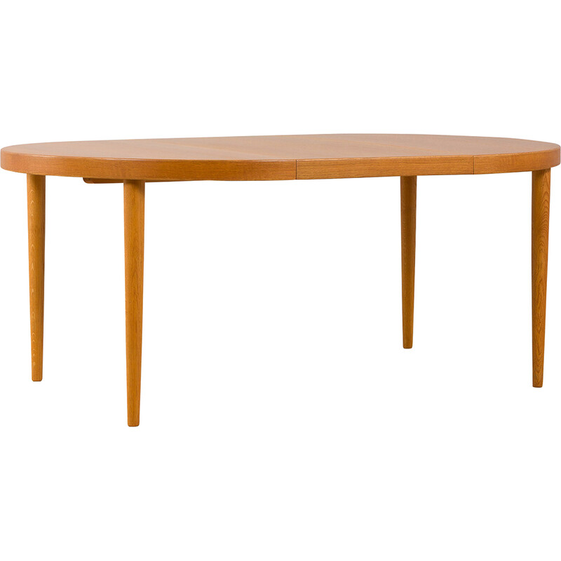 Mesa de jantar Vintage round oakwood com extensão, Dinamarca Anos 60