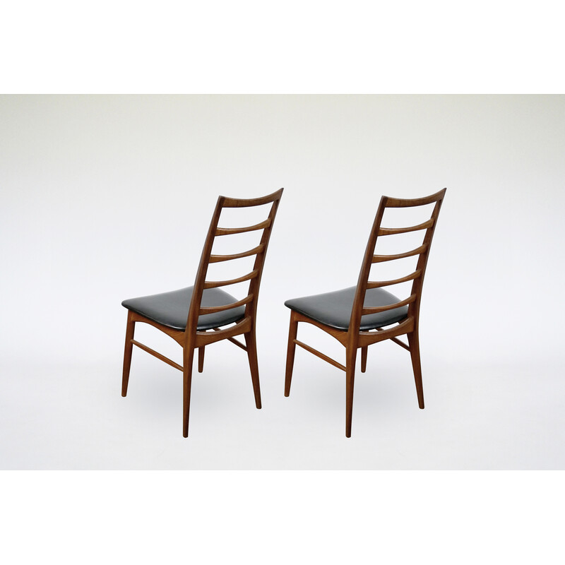 Pair of vintage teak ladderback Lis chairs by Niels Koefoed for Koefoeds Hornslet, 1960s